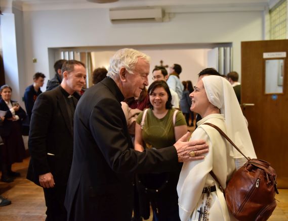 Sr Chiara Mary with Cardinal Vincent at Newman House (Catholic Chaplaincy for London University)