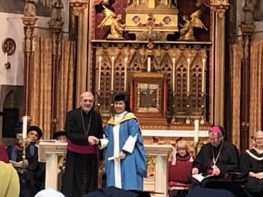 Sr Philomena receives her degree at St Chad's Cathedral