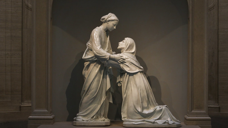 Luca della Robbia's sublime 'The Visitation', dating from about 1445, from the church of San Giovanni Fuorcivitas in PistoiaA photograph by Lawrence Lew o.p.
